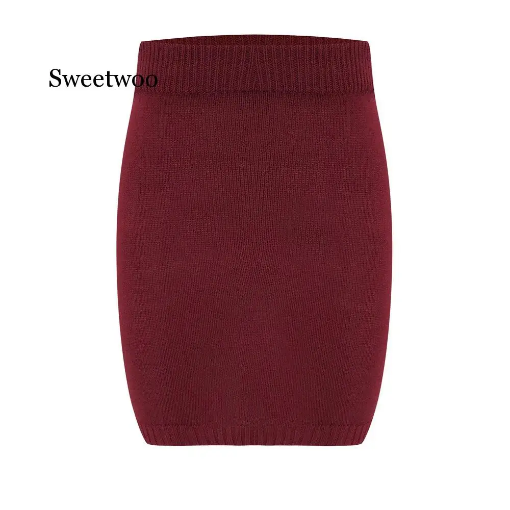 3 piece set women set outfits suit Fashion Women's Solid Color Knit Suit Dew Navel Sexy Casual Three-Piece