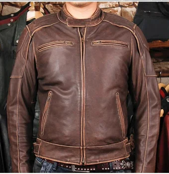 

New Style Man Thicker Vintage Jackets Men's Genuine Leather Classic Jacket Plus Size Clothes