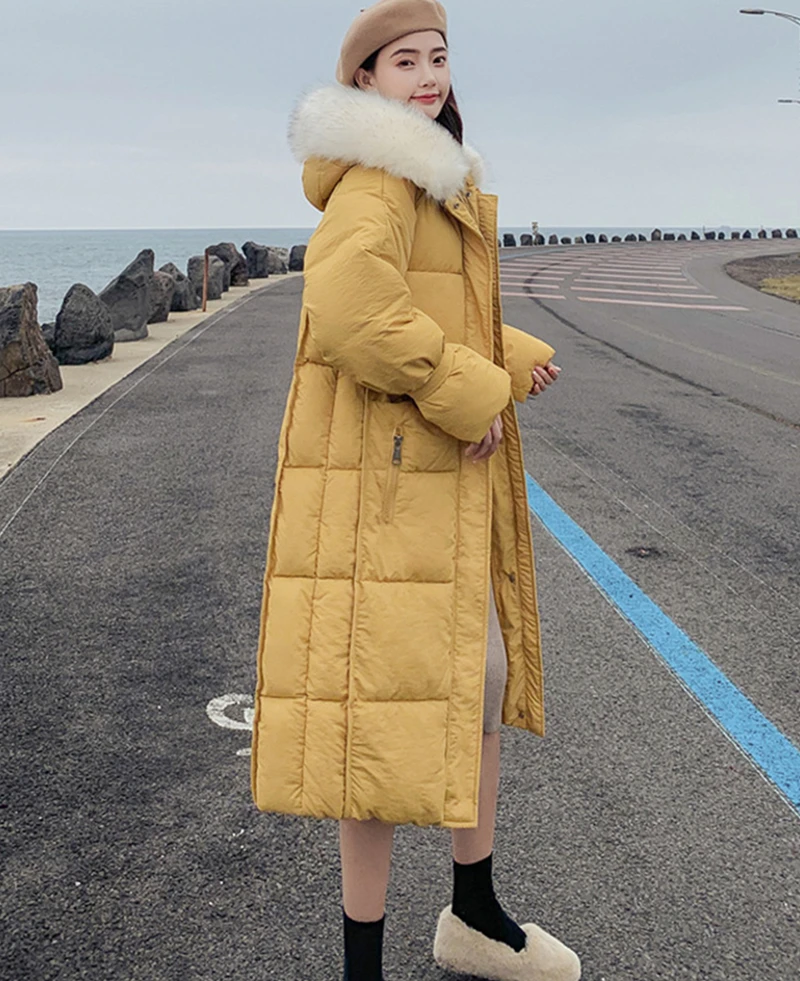 X-Long/ модная женская зимняя куртка с меховым капюшоном, теплая утепленная женская куртка с хлопковой подкладкой, длинные пальто, парка, женские куртки