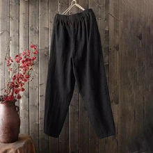 Мужские брюки размера плюс, Ретро стиль, шаровары, сплошной цвет, свободный крой, эластичная талия, широкие брюки размера плюс, Капри, домашняя одежда