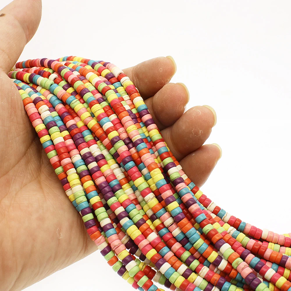 Natural stone fashion beads Semi-precious stones round cake-shaped loose For bracelet necklace accessories 120pcs / strip | Украшения и