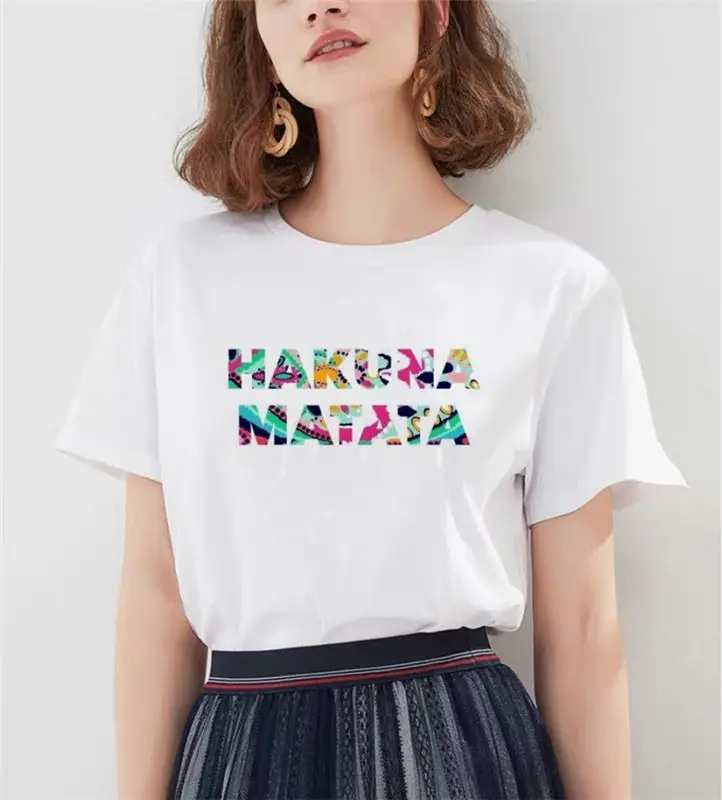 Акуна Матата рубашка Для женщин Harajuku Ullzang Мода Лев футболка King Летняя мода Для женщин повседневные футболки - Цвет: white