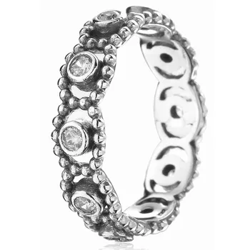 

Authentic 925 Sterling Silver Ring Openwork Her Majesty With Crystal Rings For Women Wedding Party Gift Fine Pandora Jewelry