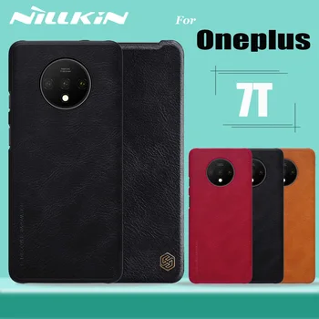 

for Oneplus 7T Leather Flip Case Cover Nillkin Genuine PU Leather Full Cover Phone Back Bag Cases for One Plus 7T Coque Shell