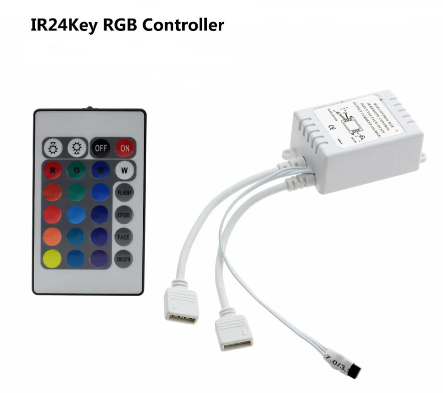 24 ключ RGB контроллер 12 В ИК Инфракрасная Светодиодная лента красочный регулятор мощности света Двухсторонняя доска