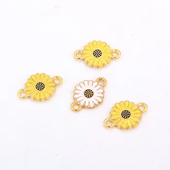 

10pcs/pack Cute Daisy Sun Flower Charms Connector Metal Golden Enamel Pendant Earring DIY Fashion Jewelry Accessories 13*20mm