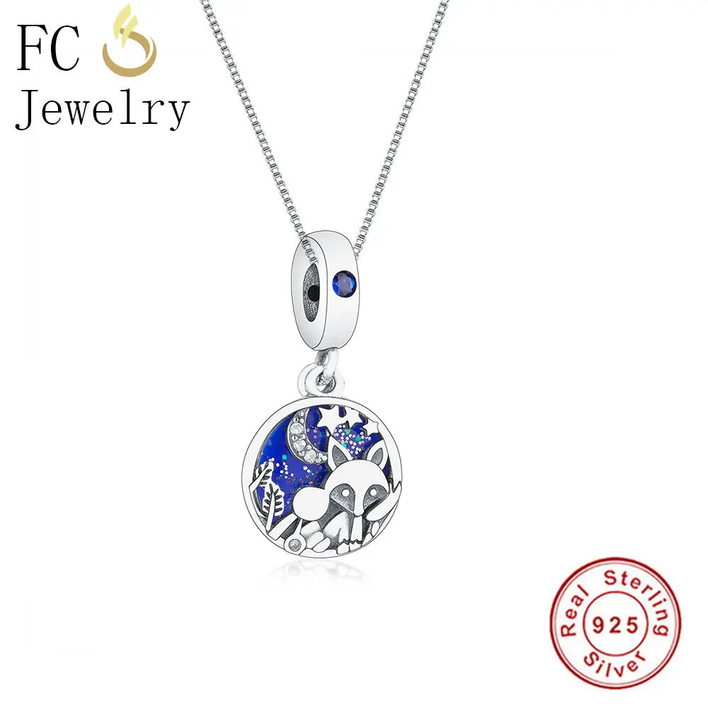 FC Jewelry 925 Стерлинговое Серебро лиса кролик синяя Эмаль Звезда Луна Циркон