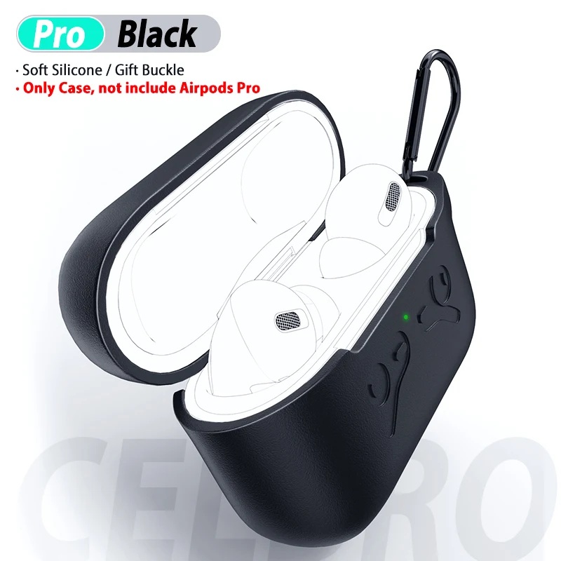 Black Чехол для Airpods Pro, мягкий силиконовый чехол для Apple Air Pods Pro, аксессуары, защитный чехол с пряжкой для Airpods3 Coque - Цвет: Black