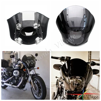 

ABS Headlight Quarter Headlamp Fairing W/ Mounting Clamp for Harley 2009-2017 Iron 883 XL883N Fat Bob Dyna FXR 1988-2016 XL