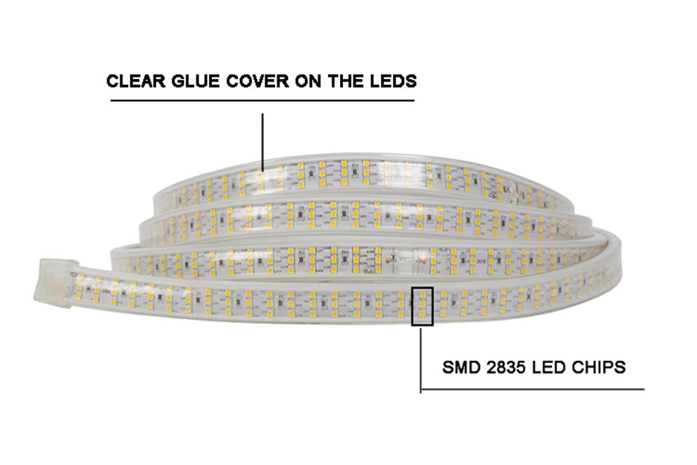 276 светодиодный s/m SMD 2835 Светодиодная лента 220 В лампа водонепроницаемый трехрядный светодиодный ленточный светильник гибкий светодиодный светильник уличная декоративная подсветка