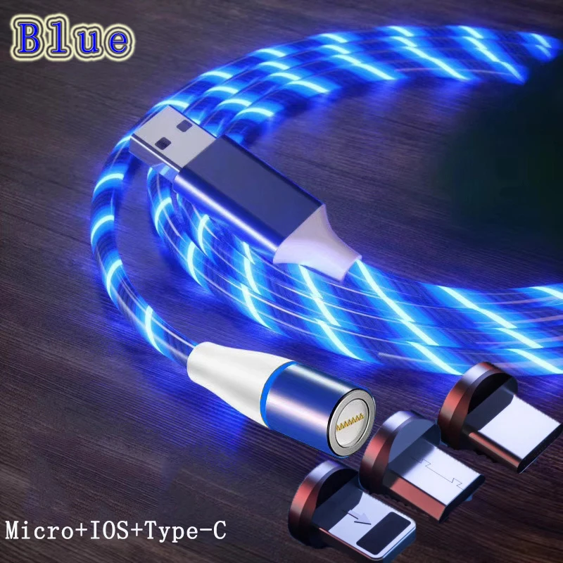 Магнитный кабель со светодиодной подсветкой 3A Micro USB Type C кабели для быстрой