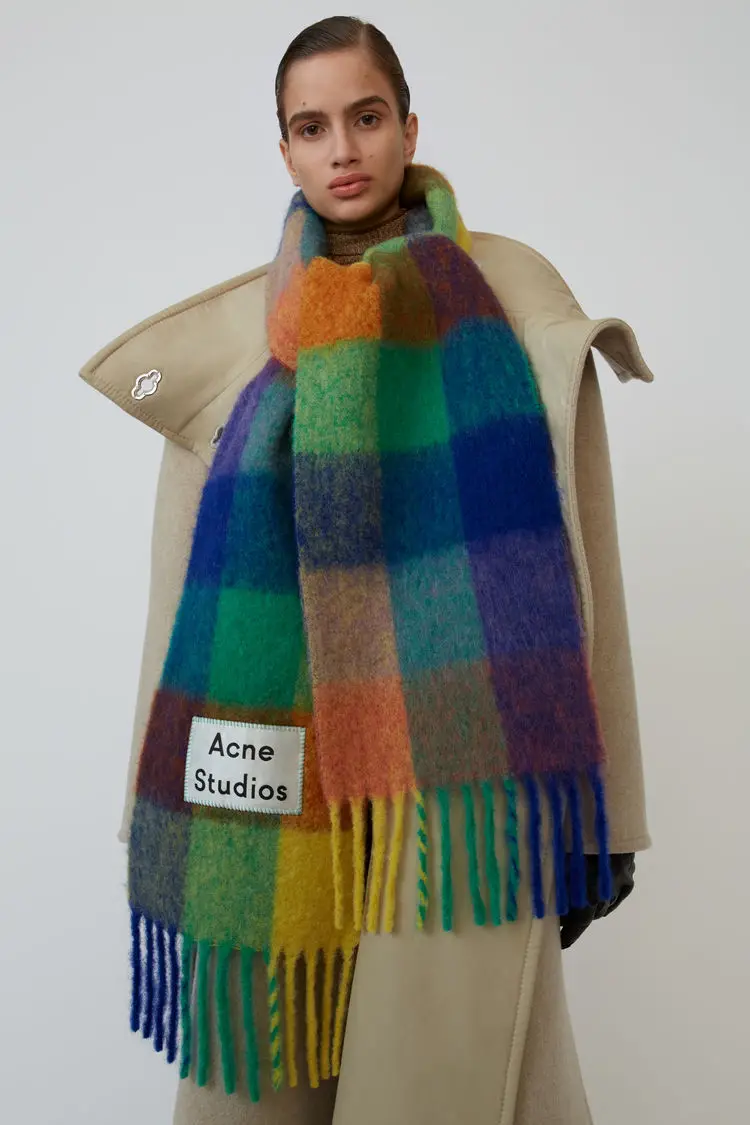 

Ac Family Cashmere Shawl in Autumn and Winter2019,Winter Fashion Colored Chequered Scarf Warms Students'Necks and Thicker Shawls