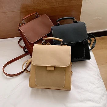 

Fashion Retro Pu Leather Women's Backpack School College Student Backpack Luxury Handbag Small Backpack