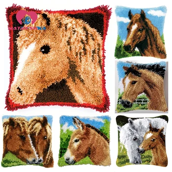 

carpet embroidery cushions latch hook pillow do it yourself cross-stitch pillow latch hook rug kits tapestry kits foamiran horse