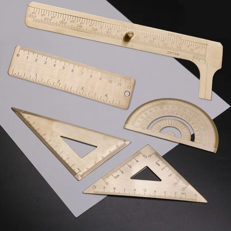 

Copper protractor caliper triangle teaching pen drawing Measuring tools ruler office school stationery hotel business Supplies