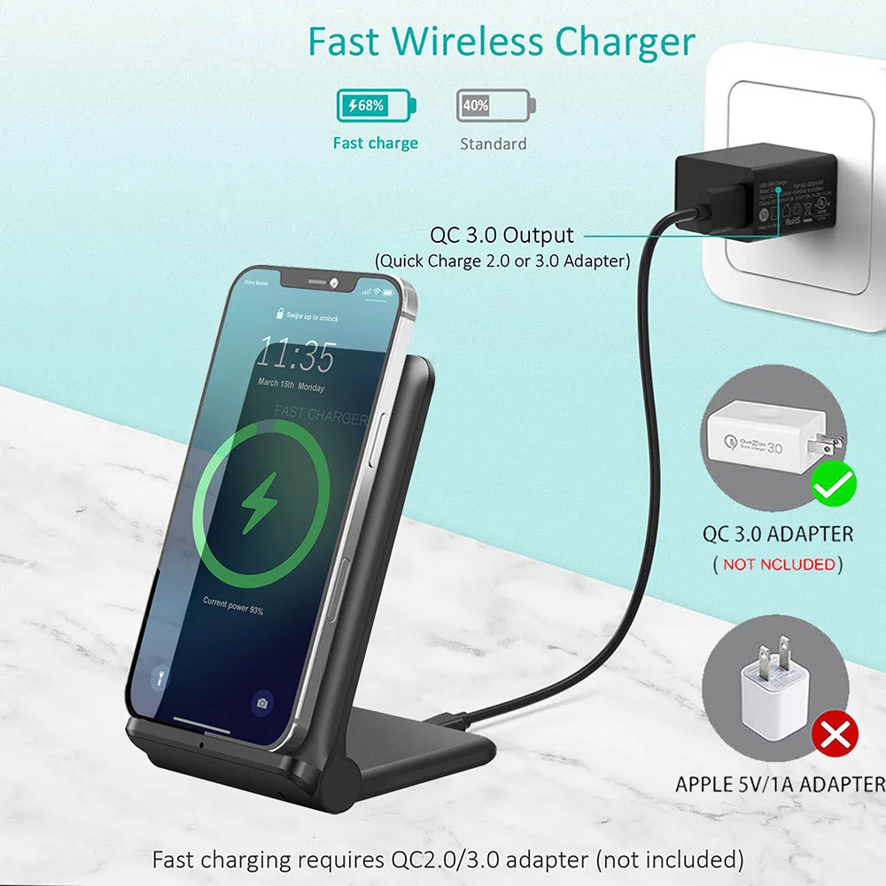 FDGAO 30W Qi Wireless Charger Stand For iPhone 13 12 11 Pro MAX XR X 8 Samsung S10 S20 S21 Foldable Fast Charging Phone Holder apple charging pad