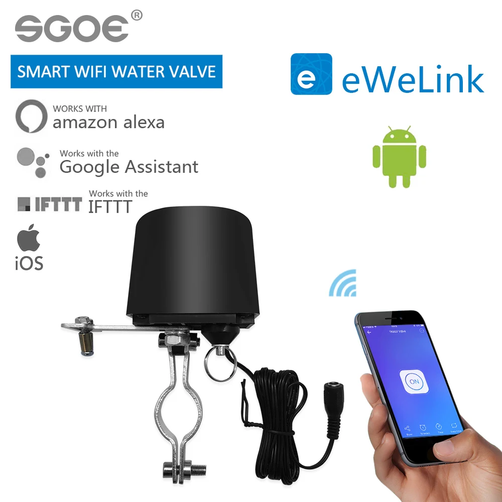 Online Interruptor inteligente WIFI EWelink para válvula de agua GW RF sistema de automatización del hogar Válvula de control de agua de Gas funciona con Alexa y Google home