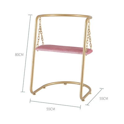 Golden pink cushion Обеденный стул железное Искусство современная простая кухня гостиная домашнее кресло качели для дома балкон для завтрака Кофе Чай обеденный стул - Цвет: Golden pink cushion
