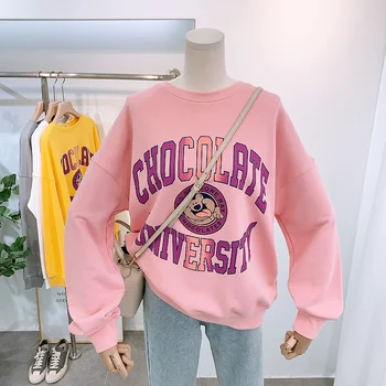 

Autumn Women Cotton Sweatshirt 2020 Fall Letter Print Casual Sweater Lady Simple Basic Pullover Coat Teens Outwear
