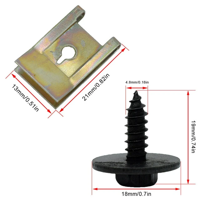 Écrou en métal de protection de moteur de châssis, rondelles de vis, clip  en forme de U pour BMW, attache de vitesse, tôle de sous-plateau, croix de  pare-chocs, H, 20 pièces 