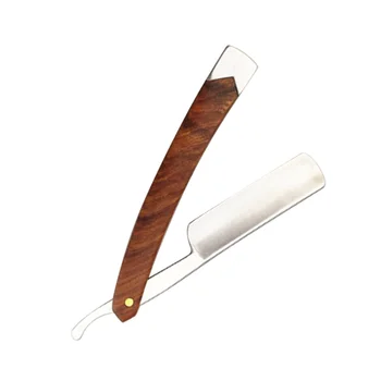 

1pc Straight Razor Manual Wood Handle Portable Folding Straight Barber Razor Shaving Razor for Short Hair