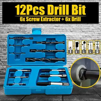 

12pcs Screw Extractor Tool Kit Drill Bit Set Broken Bolt Fastener Remover Used In Removing The Metal Damaged Screws With Box