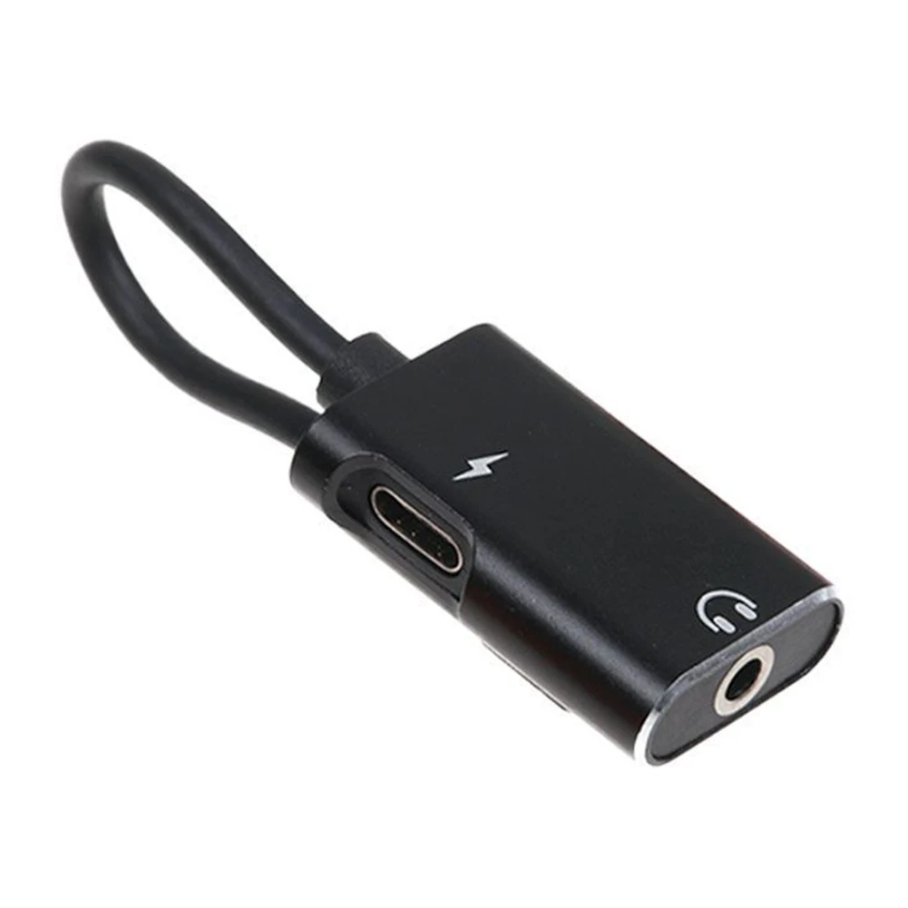 2 в 1 прочный корпус наушников из сплава портативный аудио адаптер USB небольшой легкий кабель для зарядки type C до 3,5 мм