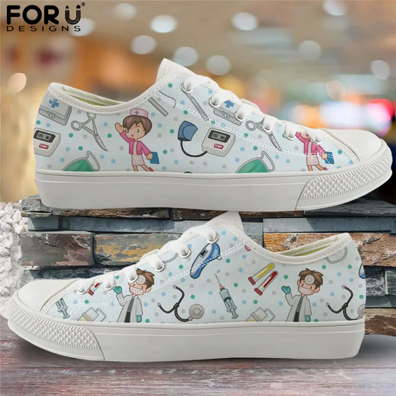 FORUDESIGNS; женская парусиновая обувь с милым рисунком медсестры, доктора; обувь на плоской подошве для кормящих; Вулканизированная обувь для женщин; кроссовки из сетчатого материала - Цвет: HMF598Z39