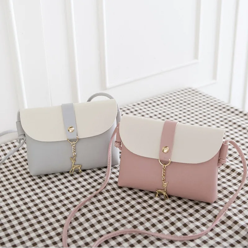 

2019 New Style Mini Small Bag Korean-style Deer Bag Square Sling Bag Contrast Color Crossbody Bag Women's Phone Coin Purse