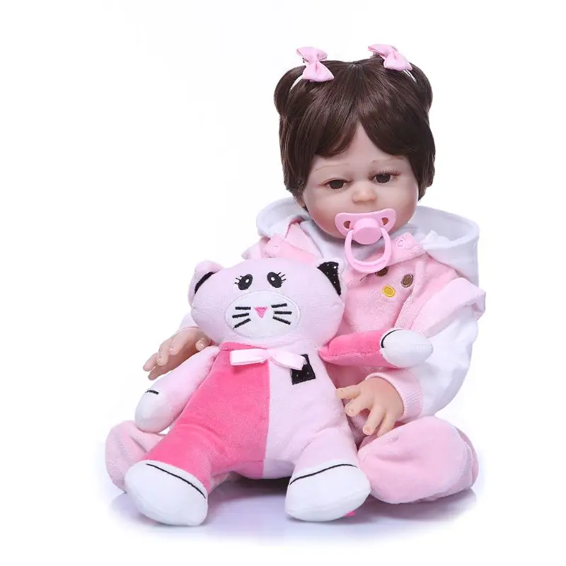 

48cm Reborn Doll Realistic Soft Full Silicone Vinyl Newborn Babies Toy Girl Princess Cat Clothes Pacifier Lifelike Handmade Gift