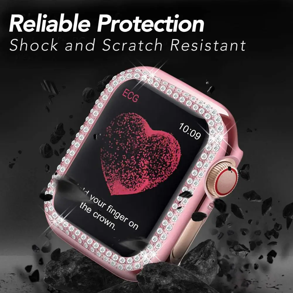 Двойная Алмазная крышка для Apple watch чехол Apple watch 5 4 44 мм 40 мм 42 мм 38 мм защитный чехол бампер iWatch 3 2 1 Аксессуары 42
