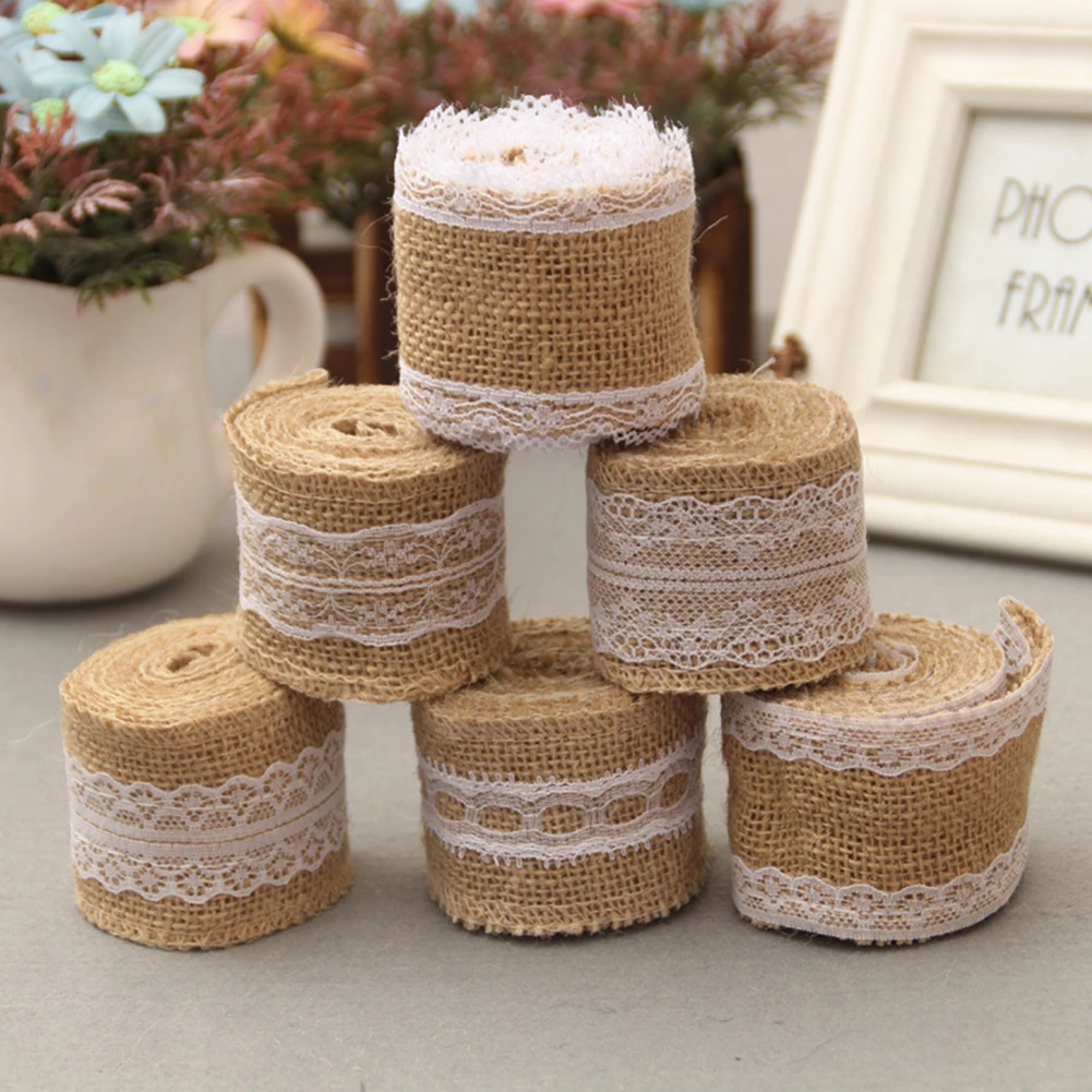 2 рулона/Набор DIY м Мешковина ленты Винтаж сизаль кружева джутовые Hessian