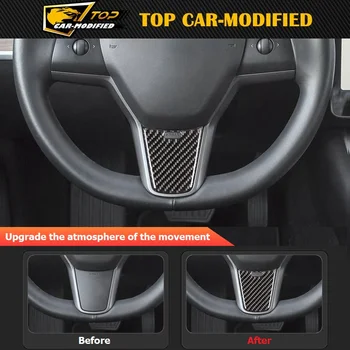 

Free shipping car modification accessories SOFT CARBOD FIBER steering wheel patch for Tesla model 3