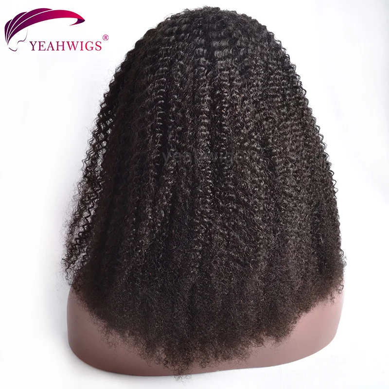 Yeahwigs афро кудрявый парик плотный кудрявый фронтальный парик шнурка Remy 150% плотность фронтальный парик предварительно сорвал с волосами младенца