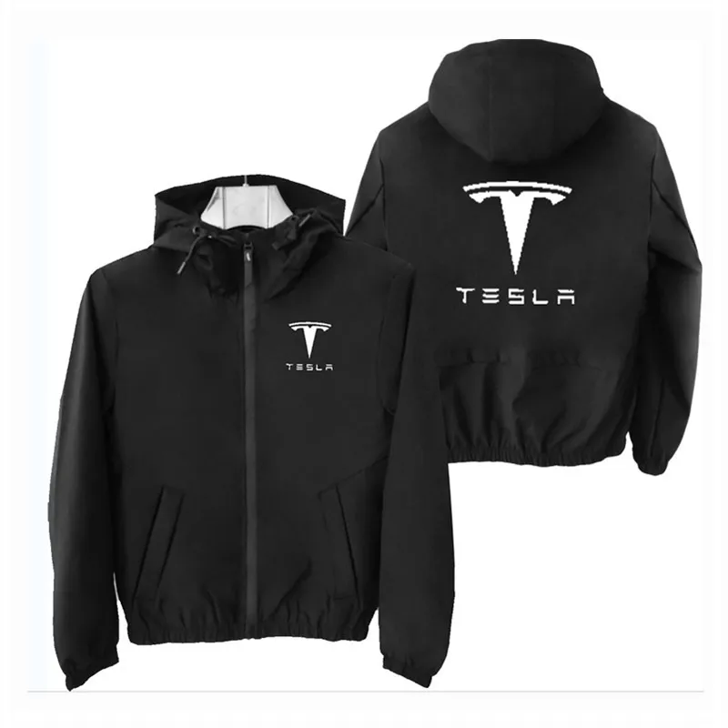 1 Новая Весенняя и осенняя куртка с капюшоном и принтом логотипа Tesla, Повседневная модная куртка Harajuku высокого качества, мужская приталенная куртка, трендовая куртка - Цвет: 1