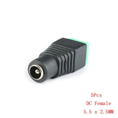 5Pcs Female 5.5x2.5 10 шт. 5,5x2,5 Женский Мужской DC адаптер питания для 5050 3528 5060 одноцветная Светодиодная лента и камеры видеонаблюдения 5,5x2,1 мм - Color: 5Pcs Female 5.5x2.5
