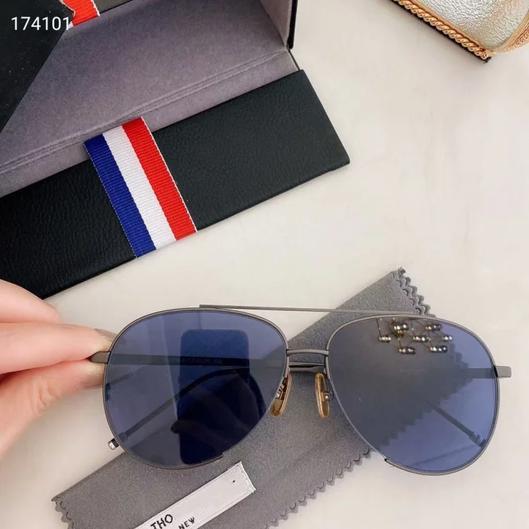 New THOM Brand Fashion Sunglasses Vintage Oval Double-beam Pilot Frog-shaped Men's Women's UV Protection Glasses Driving Gafas
