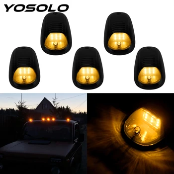 

YOSOLO 5pcs Car Cab Roof Marker Lights Car Light For Truck SUV DC 12V/24V 9LED Black Smoked Lens Lamps Roof Lamps Doom Lights