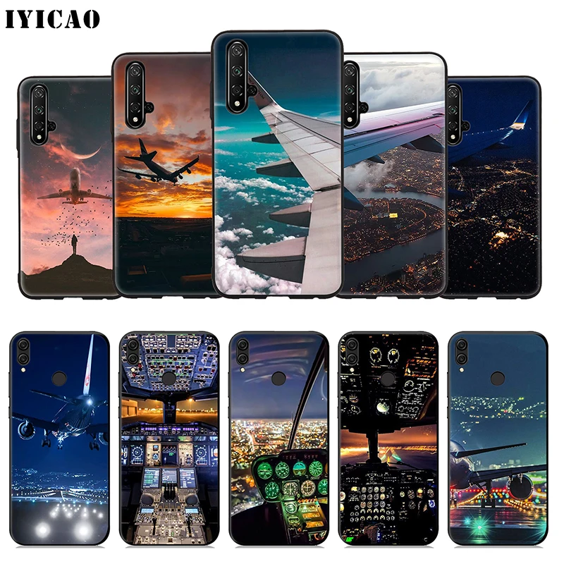 IYICAO Airplane Red Space Soft Case for Huawei Honor 20 10 9X 9 8X 8C 8 7X 7A 6A Lite Pro View Note Phone Cover |
