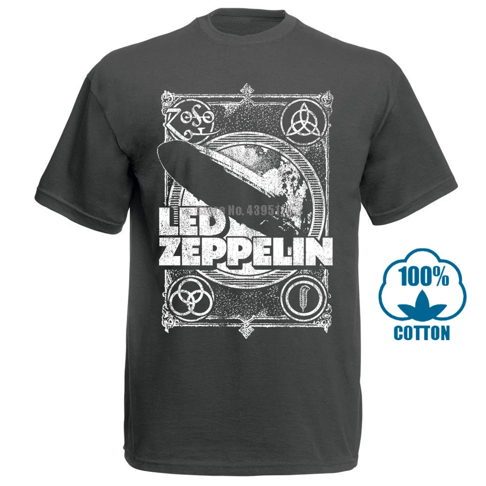 Led Zeppelin 'T Shirt Neu Und Offiziell, Мужская брендовая одежда, высокое качество, модная мужская футболка, хлопок,, 011415 - Цвет: Темно-серый