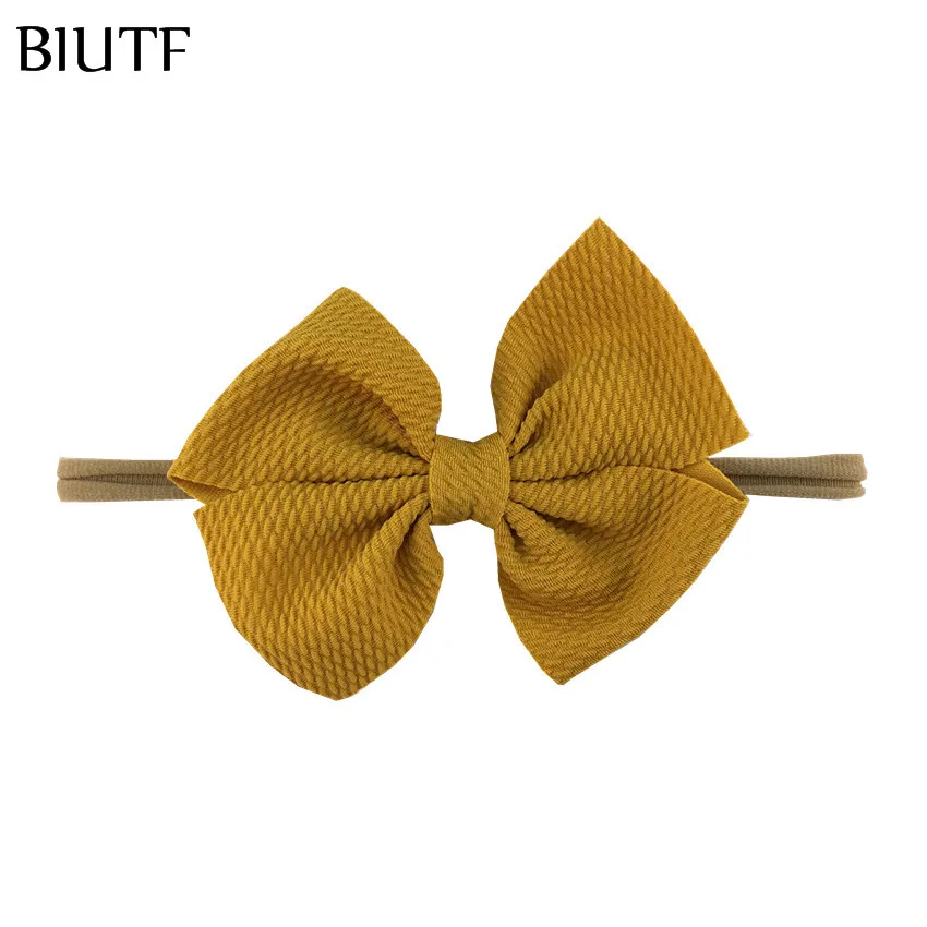 20-yellow 30 шт./лот, вы выбираете цвет, цвет загара, нейлон, головной убор с " Seersucker, вафельный бант для волос, Детский новогодний головной убор HB118 - Цвет: 20-yellow