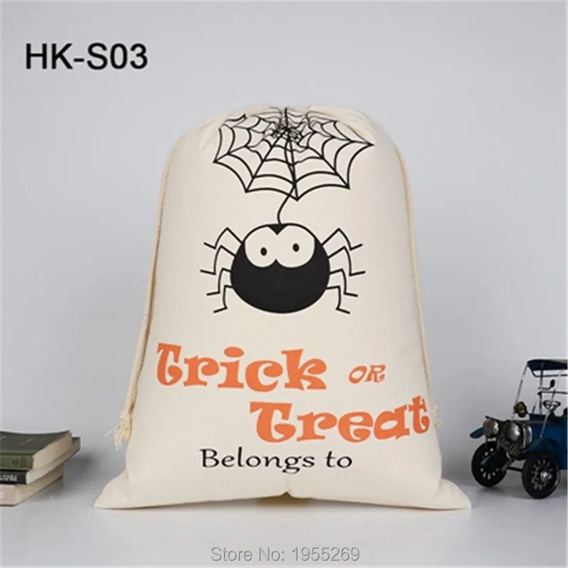 

Halloween Basket 1pcs Customized Canvas Tote Bag Halloween Drawstring Bags Santa Sacks Kids Bags Party Decoration Present