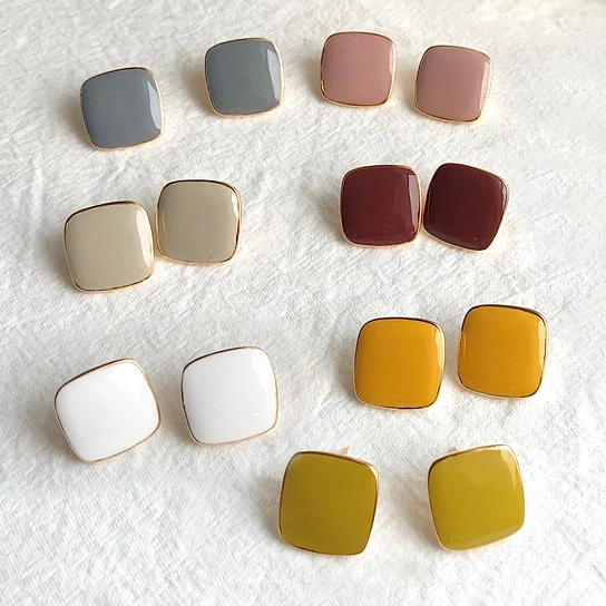 Женские квадратные серьги-гвоздики в уличном стиле минималистичные корейские