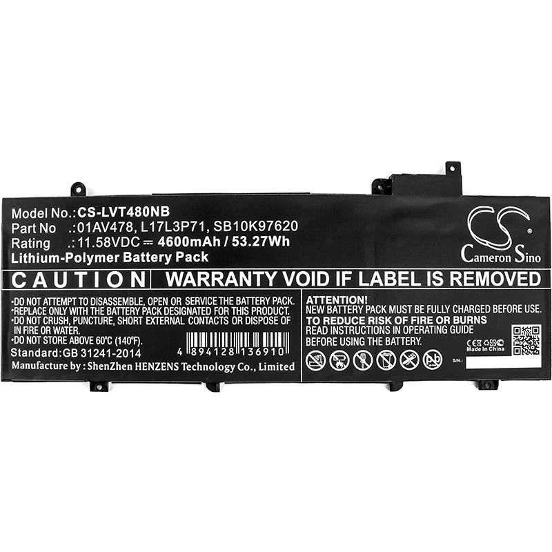 Обновленная батарея Cameron Sino для lenovo ThinkPad T480s, ThinkPad T480s 20L7002LCD, ThinkPad T480s 20L7002XCD