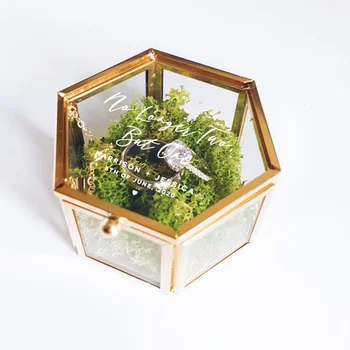 

Personalised Wedding Glass Ring Box Custom Text Engagement Proposal mental transparent Terrarium Ring Bearer Wedding Gift