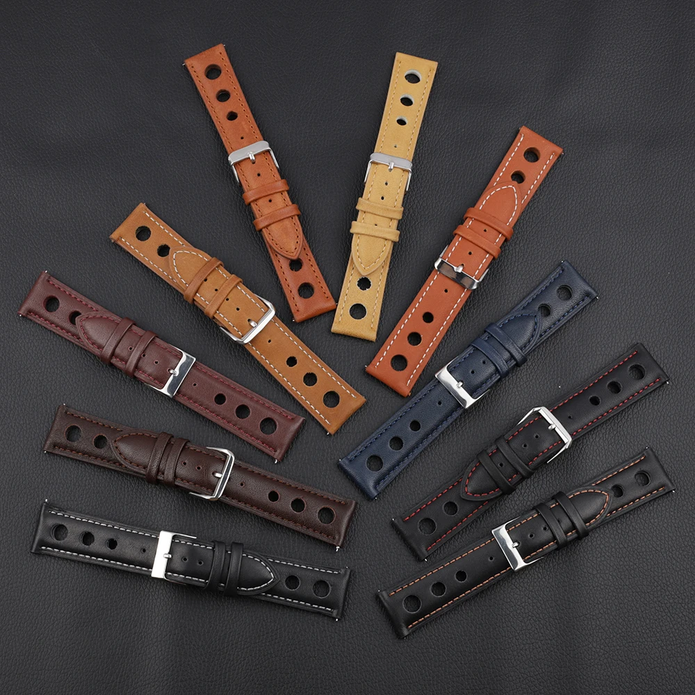 

High Quality Genuine Leather Watch Band Straps 18mm 20mm 22mm 24mm Black Brown Coffee Watchbands for Men Watch Accessories