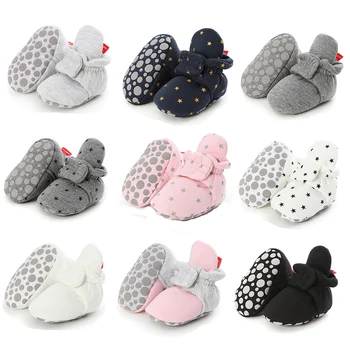 Nouveau-né garçon fille bébé cheville chaussettes chaussures mignon étoile enfant en bas âge Prewalker chaussons coton hiver doux anti-dérapant chaud bébé berceau chaussures