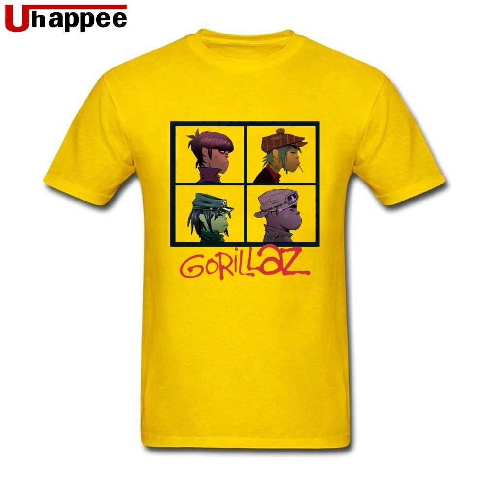 

Popular T-Shirts Gorillaz Rock Band Men Vintage Brand T-Shirts Guy Personalized T Shirt Short Sleeves Red O Neck T-Shirts