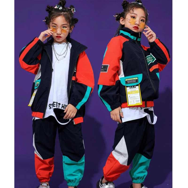 Kid Fashion Hip Hop Clothing Top Pullover Pocket Running Casual Pants for Girls Boys Jazz Dance Costume Clothes,girl dance costume,children costumes