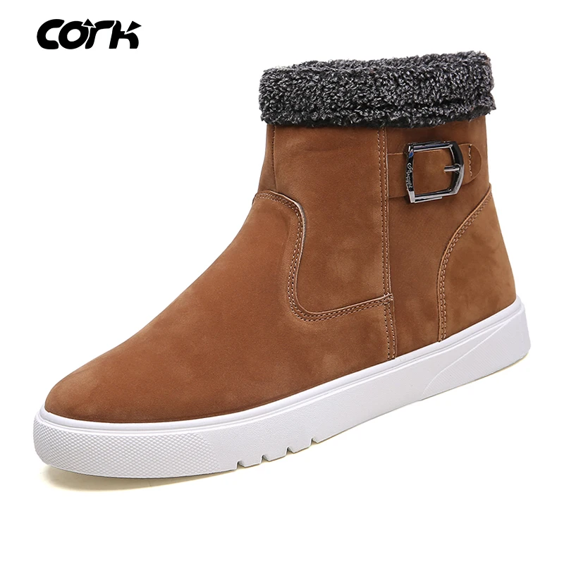 

CORK Men Winter Boots Men Snow Boots Casual Winter Shoes for Men Boots Suede Leather Man Winter Sneakers Warm shoes
